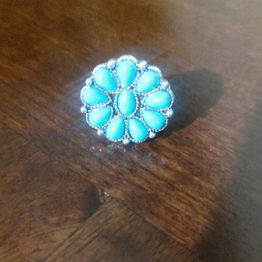Turquoise Floral Silver Ring